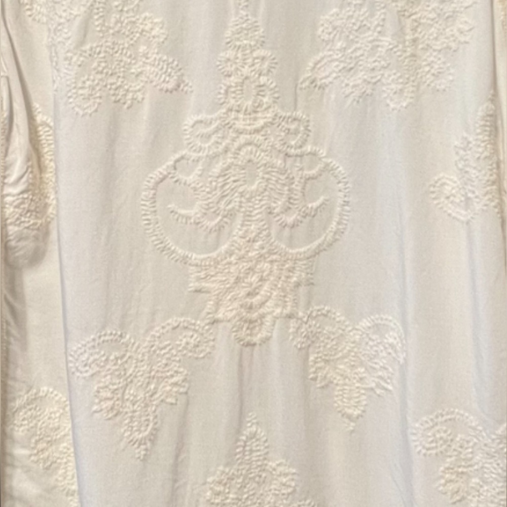 Democracy Embroidered Lace Ivory Color Cotton Blouse XS Boho, Beachy, Flowy - Picture 4 of 10